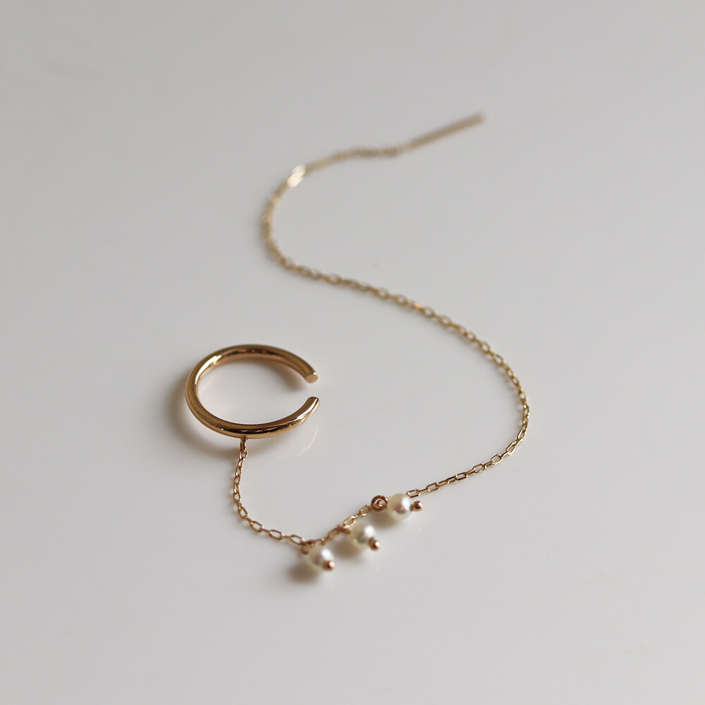 パール イヤーカフ ピアス | K10YG 【片耳用】