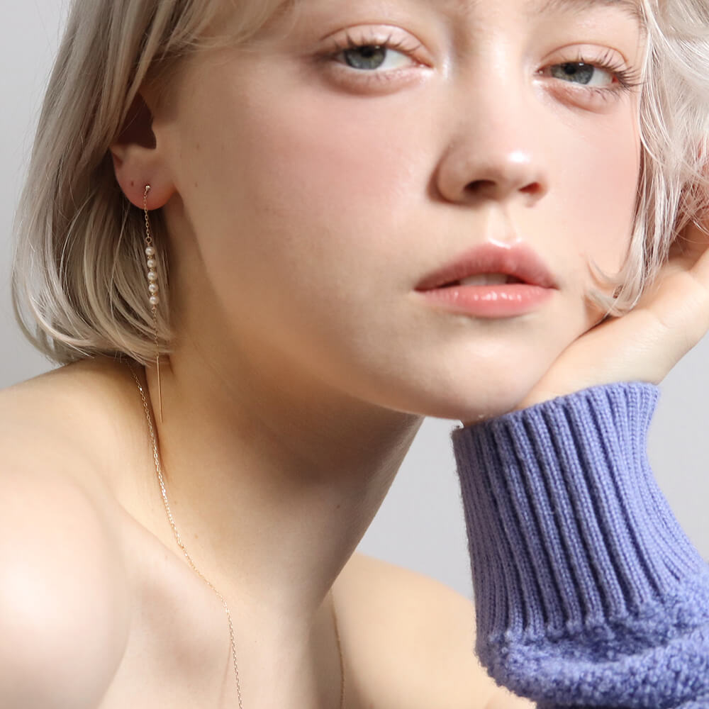 パール チェーン ピアス | K10YG