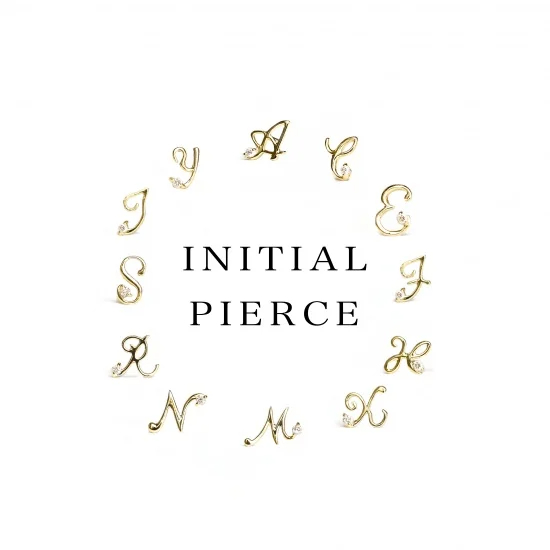 イニシャル ダイヤモンド ピアス | K10YG 〈片耳〉