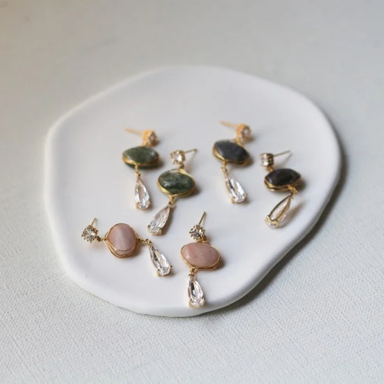 カラーストーン & クリスタル ピアス