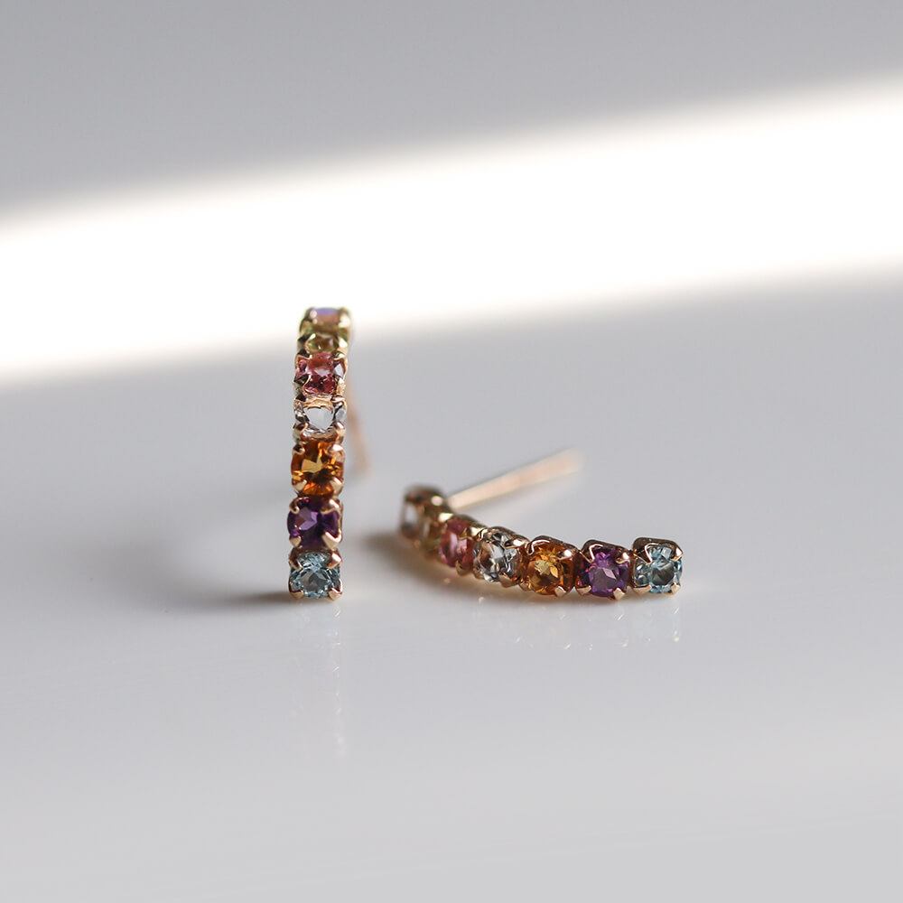 マルチカラー ストーン ピアス | K10YG