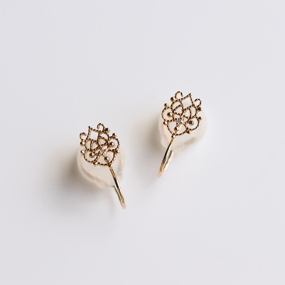 ダイヤモンド レース イヤリング | K10YG