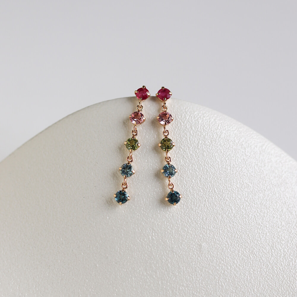 マルチカラー ストーン ピアス | K10YG