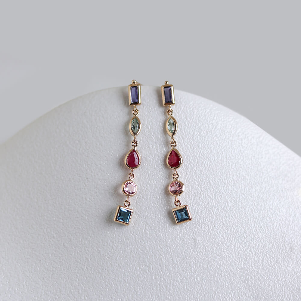 マルチカラー ストーン ピアス | K10YG