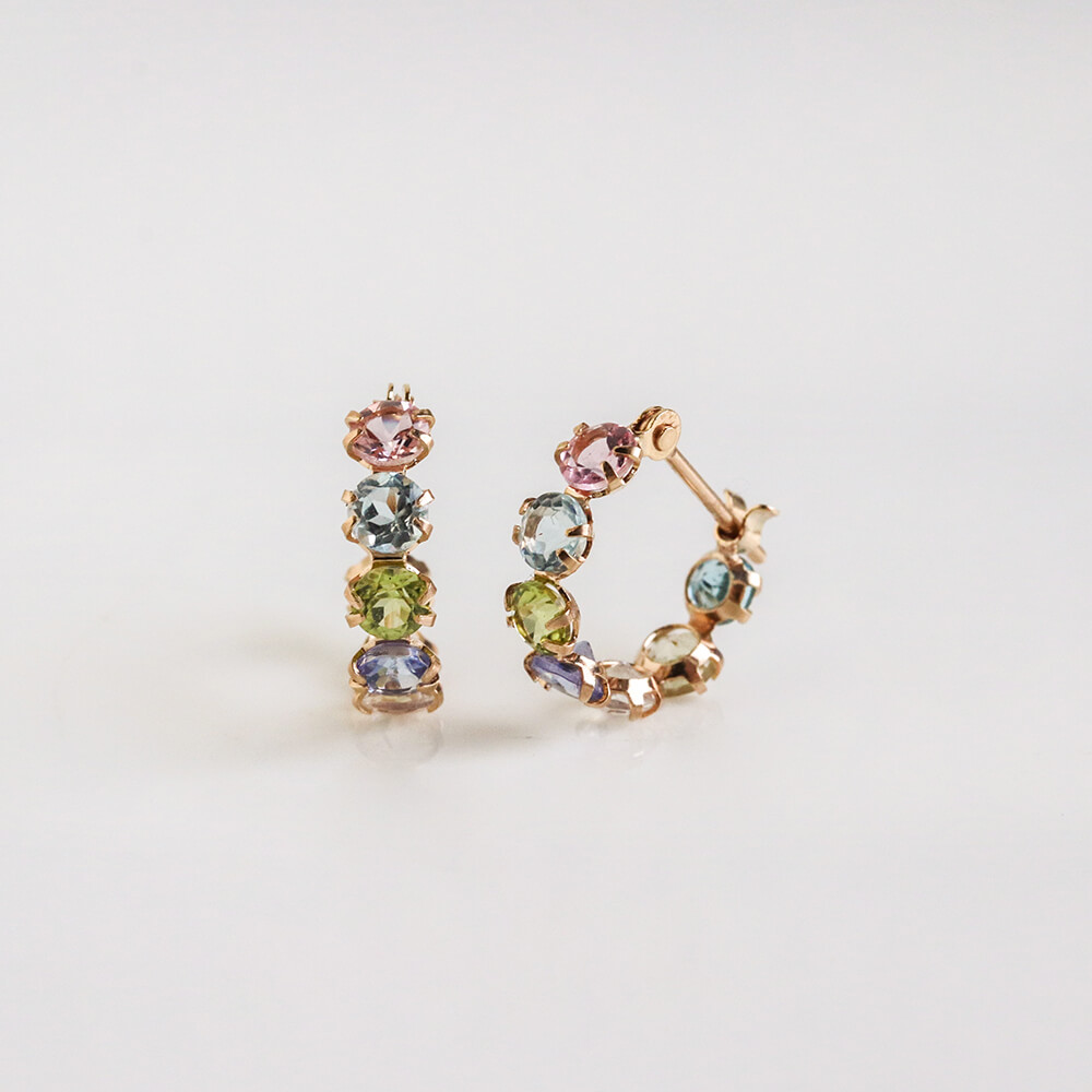 マルチカラー スナップ フープ ピアス | K10YG