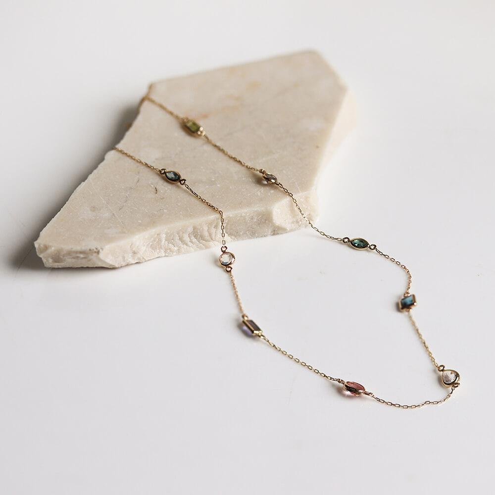 マルチカラー ストーン ネックレス | K10YG