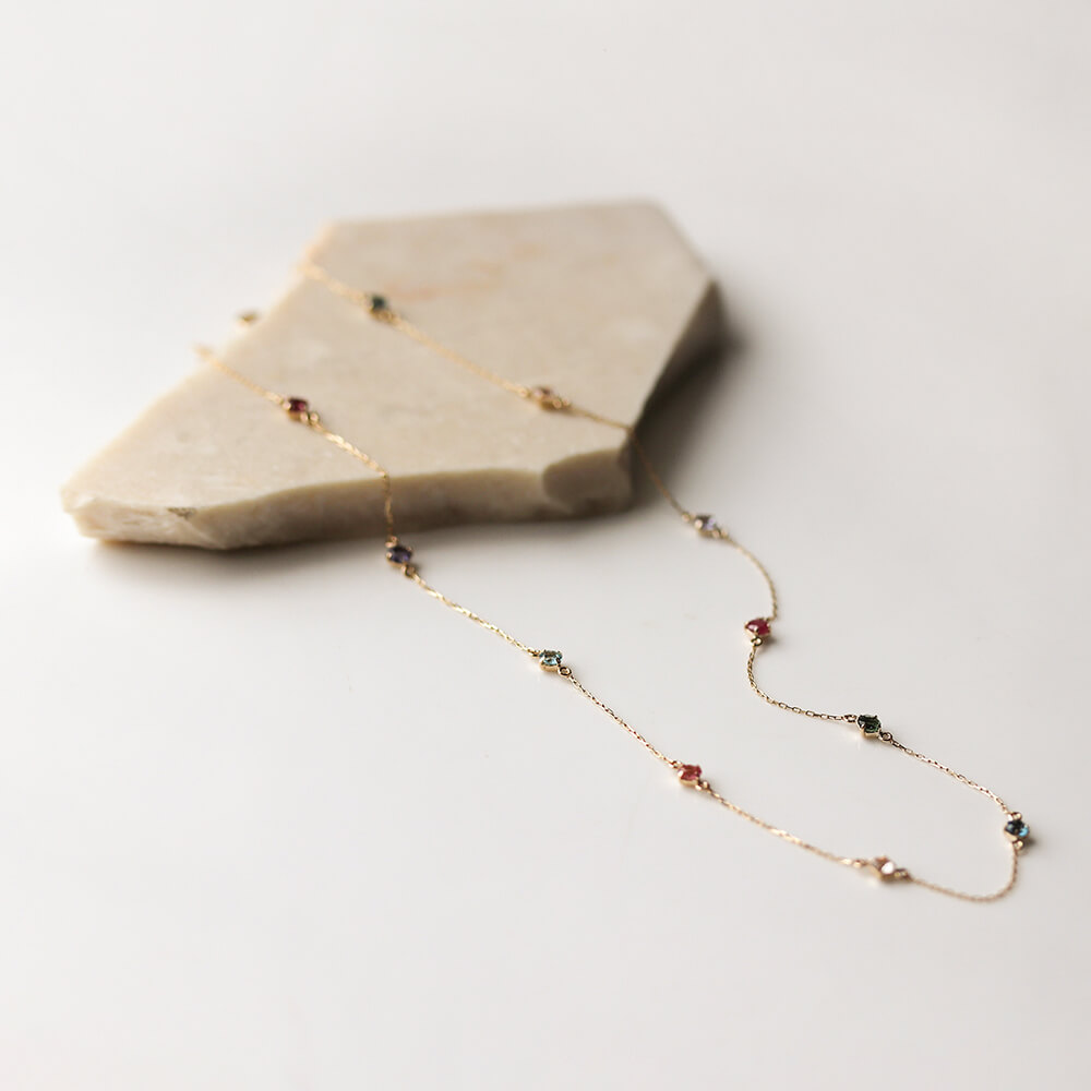 マルチカラー ストーン ネックレス | K10YG