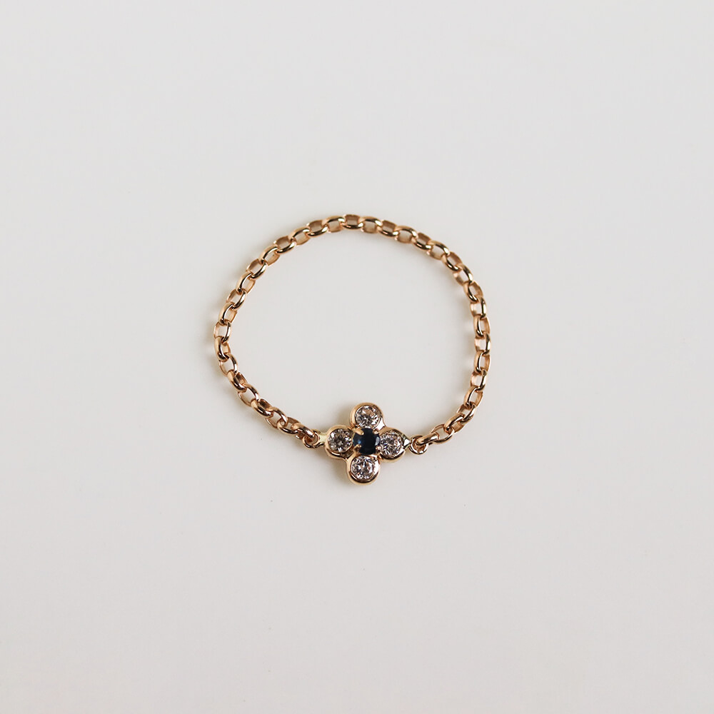 サファイア フラワー チェーンリング | K10YG 〈Web限定〉