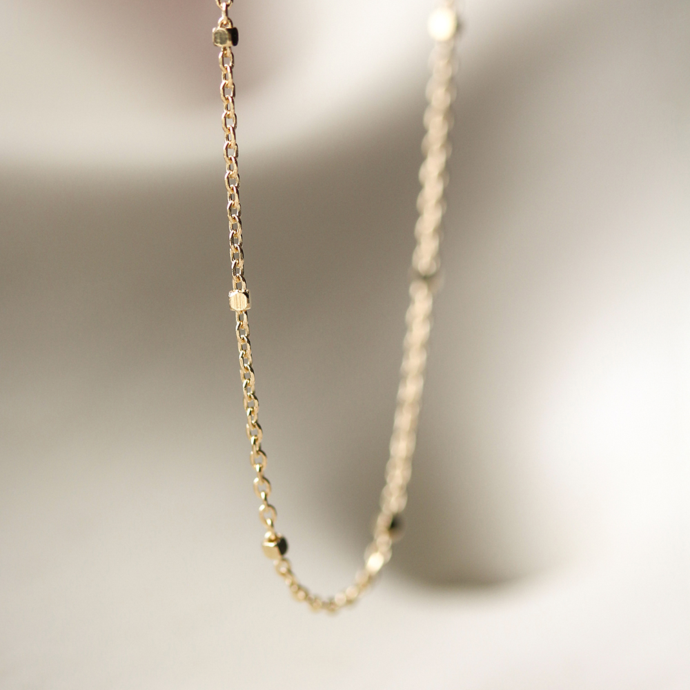 ゴールド グリッター チェーン ネックレス 70cm | K10YG