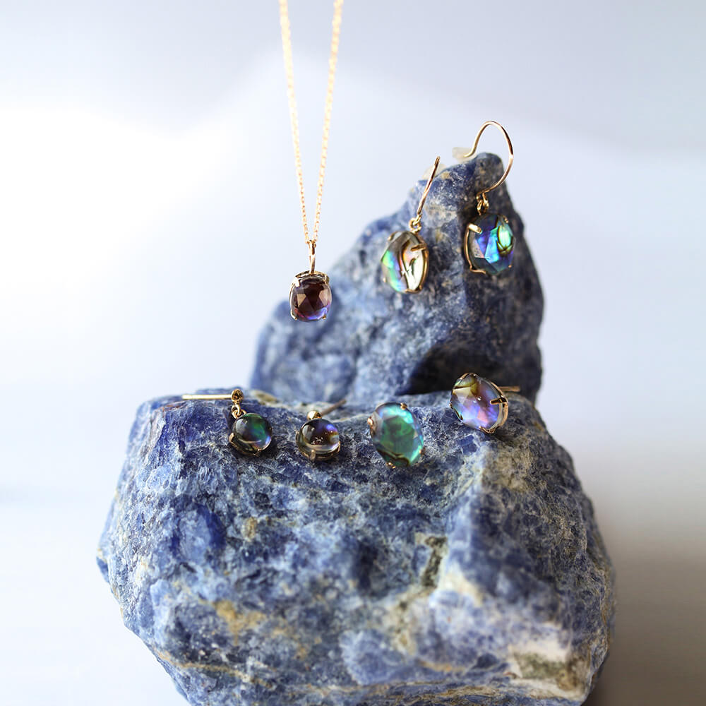 クリスタル / 黒蝶貝 ネックレス | K10YG