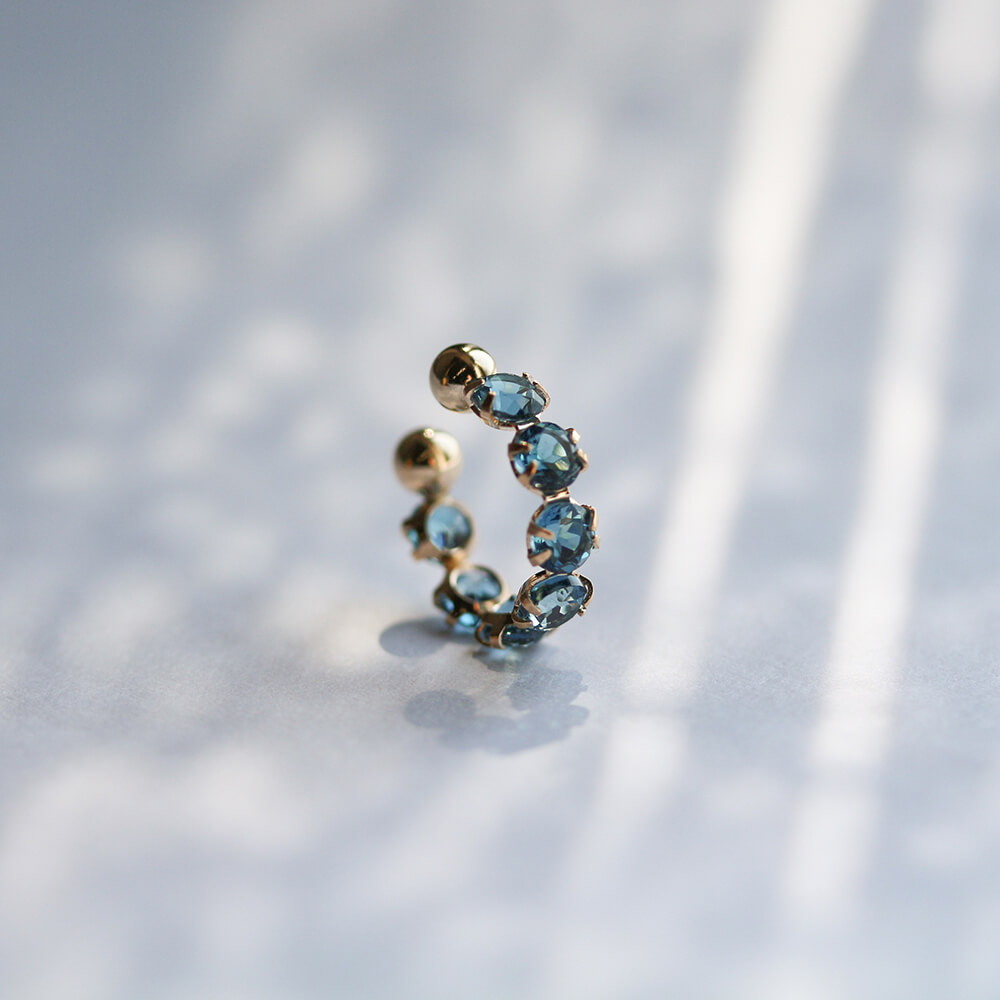 ロンドンブルートパーズ イヤーカフ | K10YG 【片耳用】