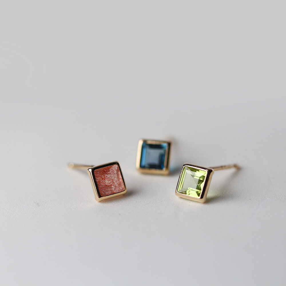 カラーストーン ピアス | K10YG 【片耳用】