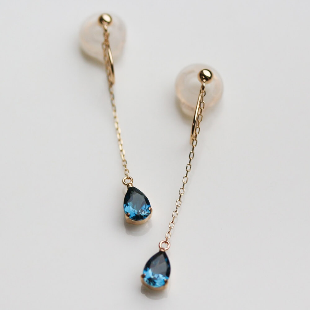 ロンドンブルートパーズ イヤリング | K10YG