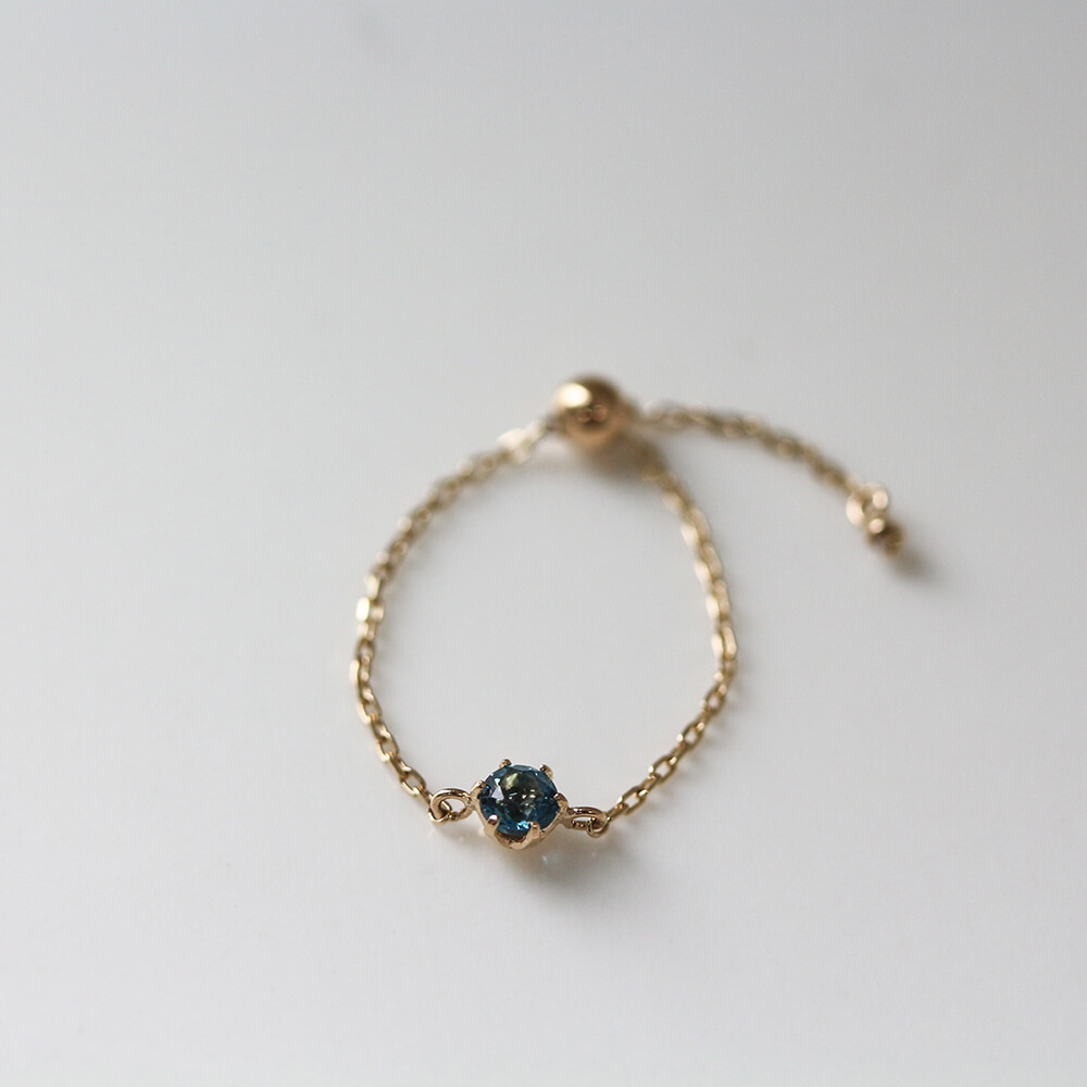 ロンドンブルートパーズ チェーンリング | K10YG