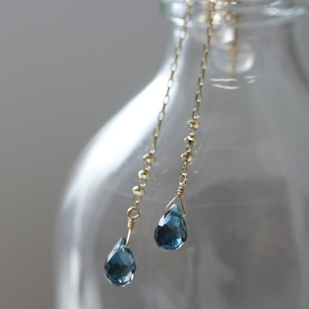 ロンドンブルートパーズ ピアス | K10YG