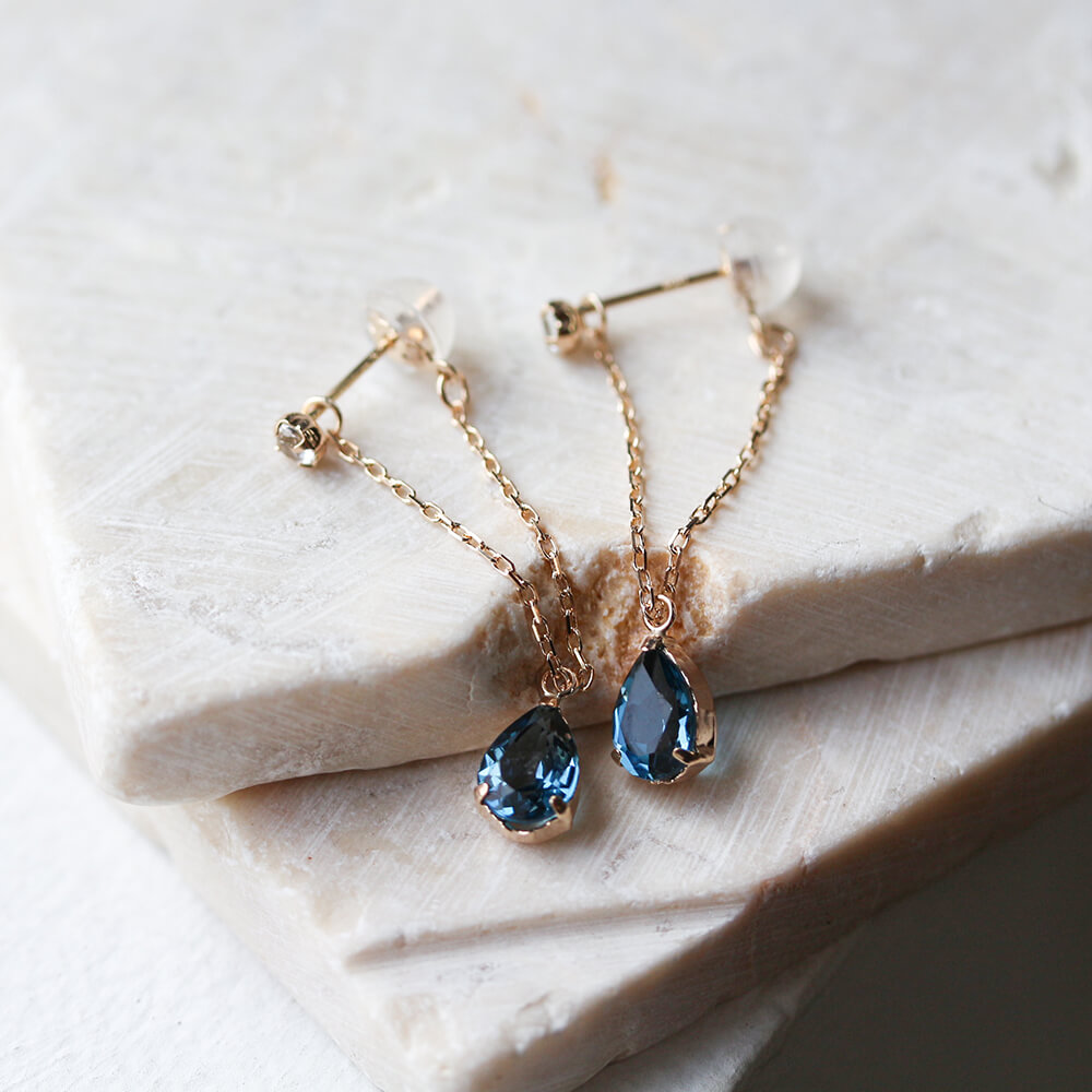 ロンドンブルートパーズ / ホワイトトパーズ  ピアス | K10YG