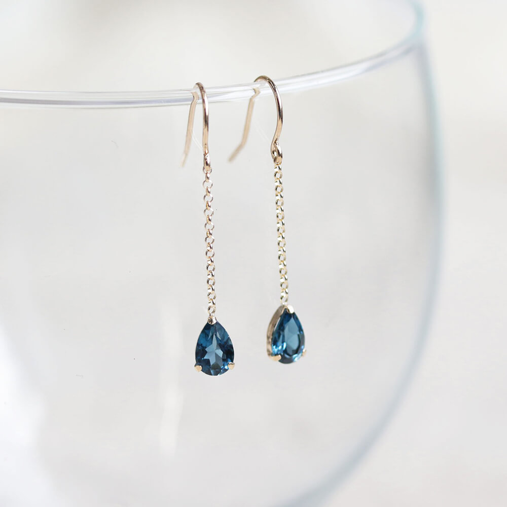 ロンドンブルートパーズ フック ピアス | K10YG