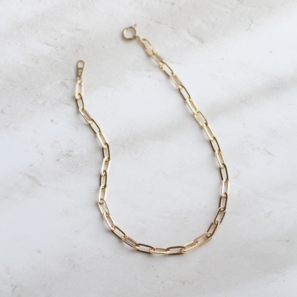 ゴールド ペーパークリップ チェーン ブレスレット | K10YG
