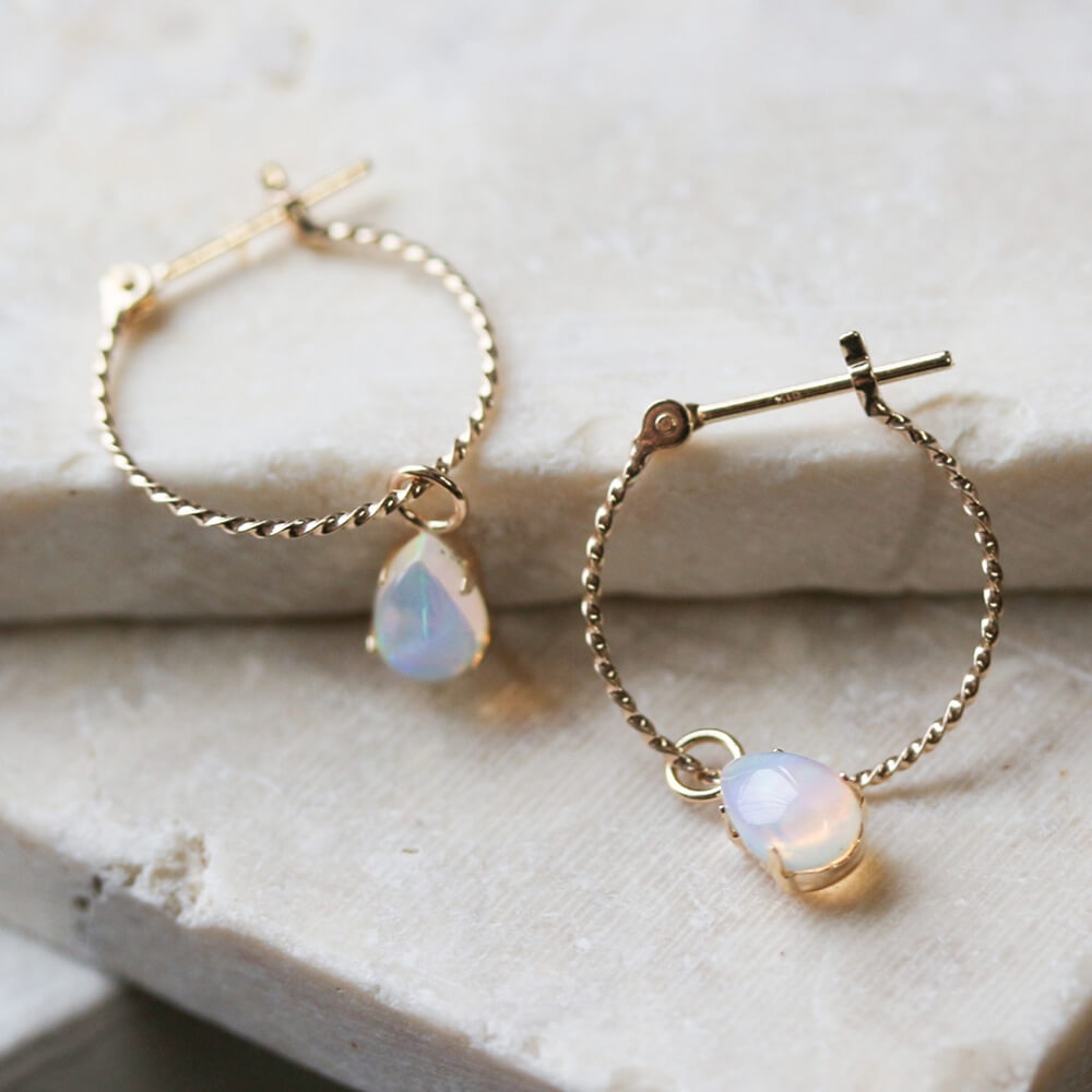オパール スナップ フープ ピアス  | K10YG