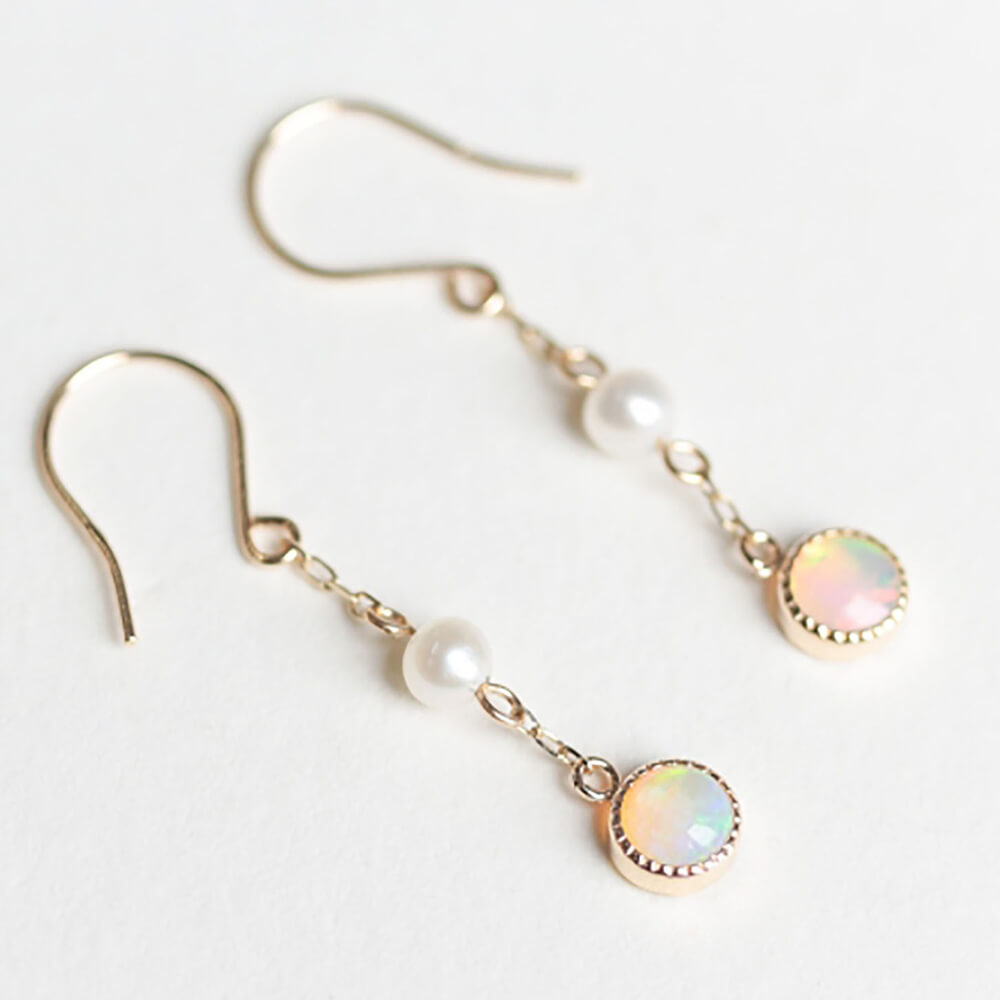 オパール / パール フック ピアス | K10YG