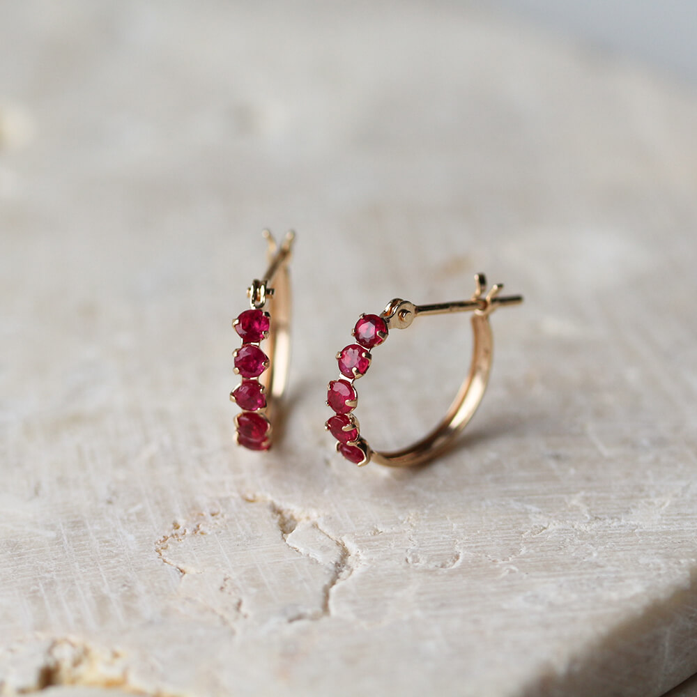 ルビー スナップ フープ ピアス  | K10YG