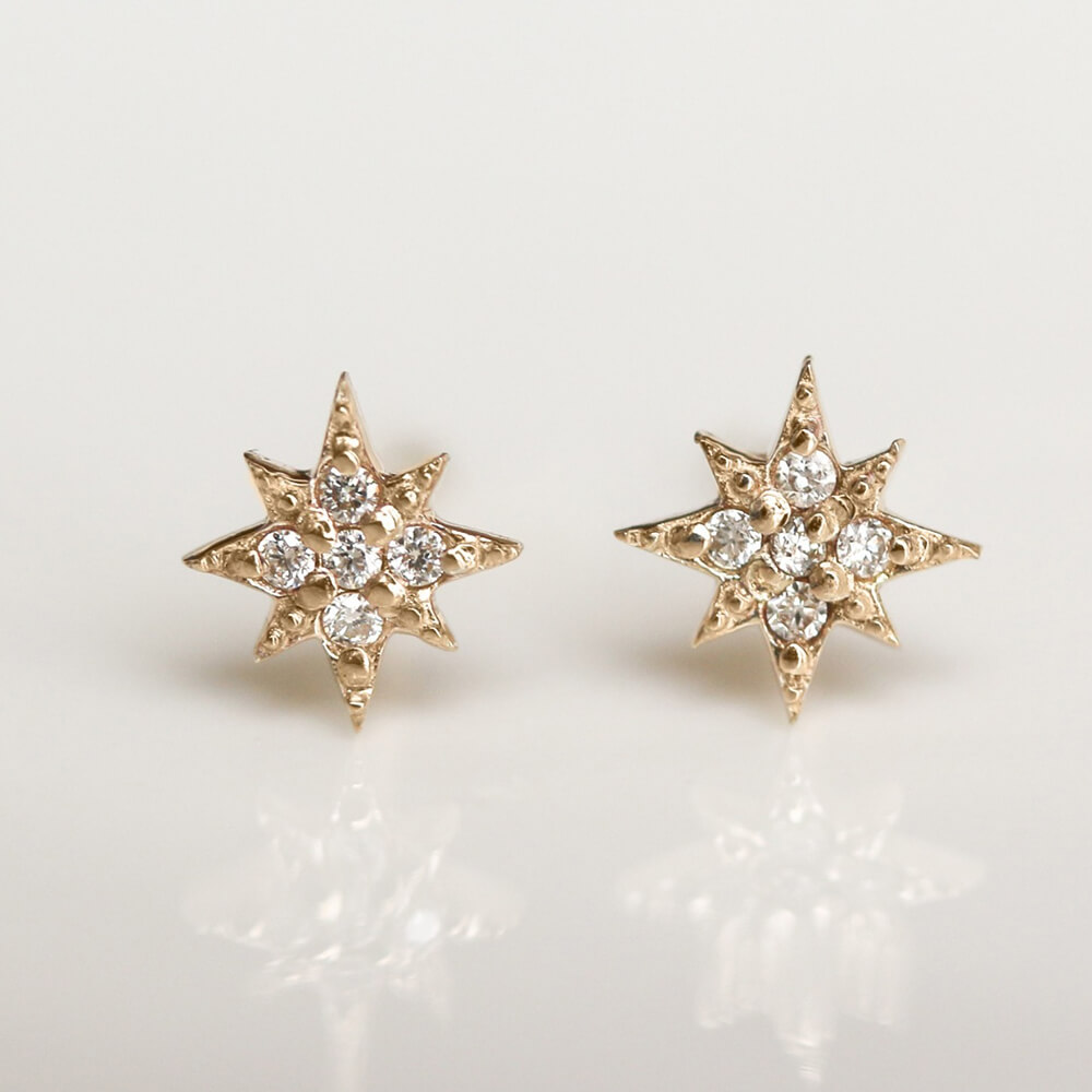 ダイヤモンド スター ピアス | K10YG