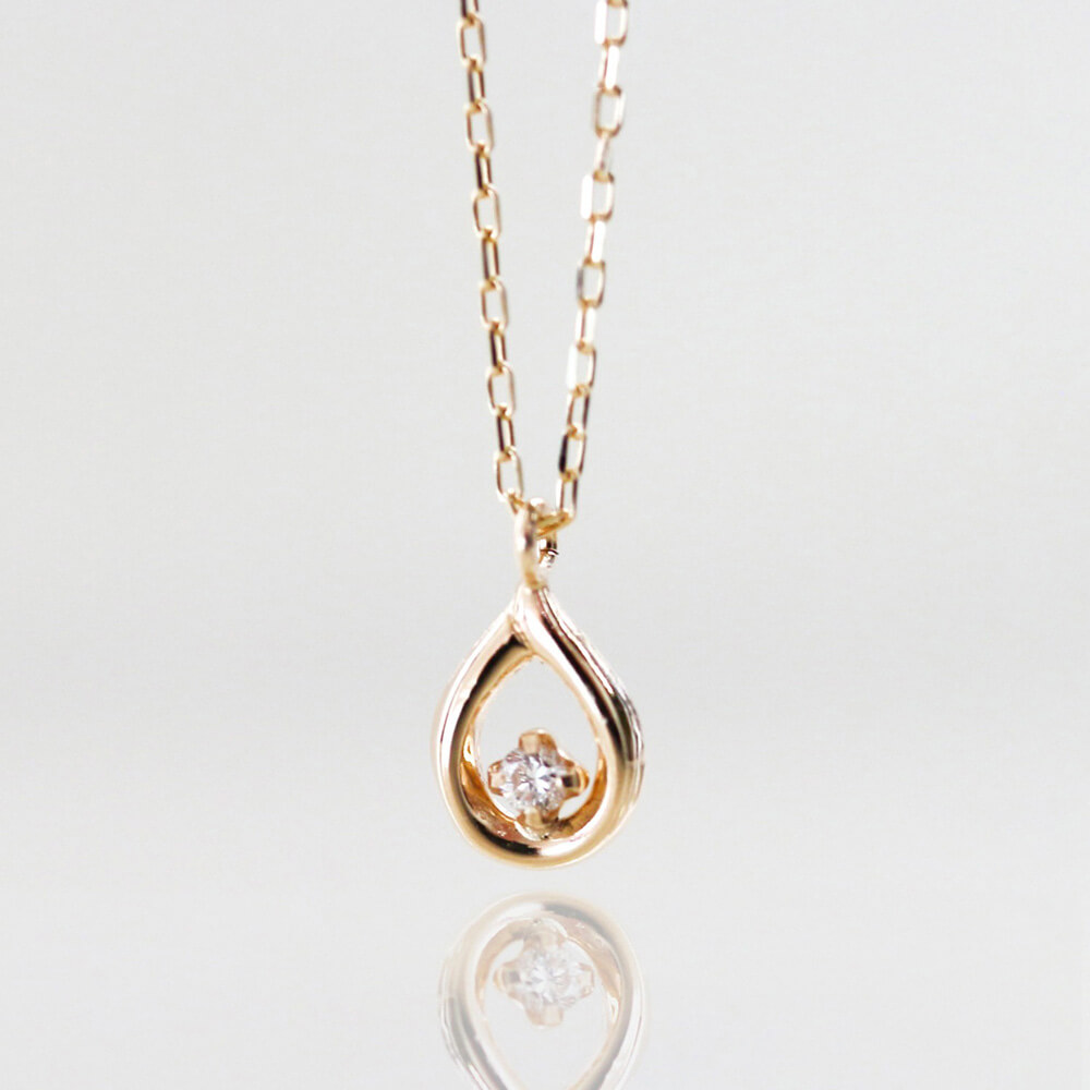 ダイヤモンド ティアドロップ ネックレス | K10YG