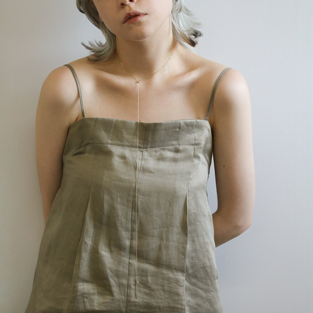 シャンパンダイヤモンド 0.1ct ムーブチェーン ネックレス | K10YG 〈ヌーディー〉