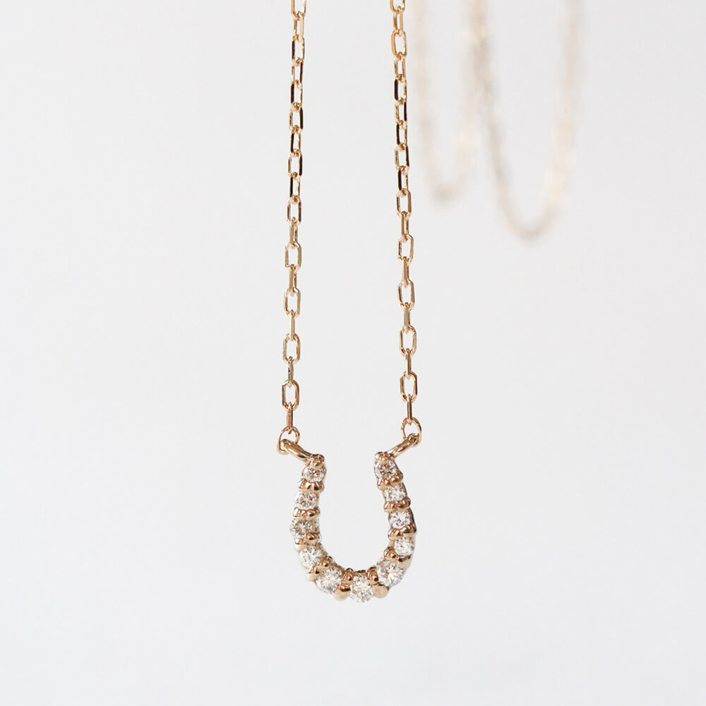 ダイヤモンド ホースシュー ネックレス | K10YG