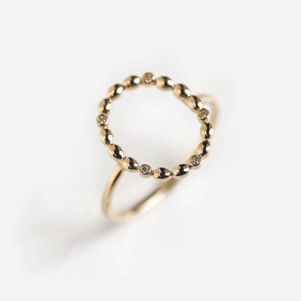 ダイヤモンド ドット オーバル リング | K10YG 〈世界最小〉