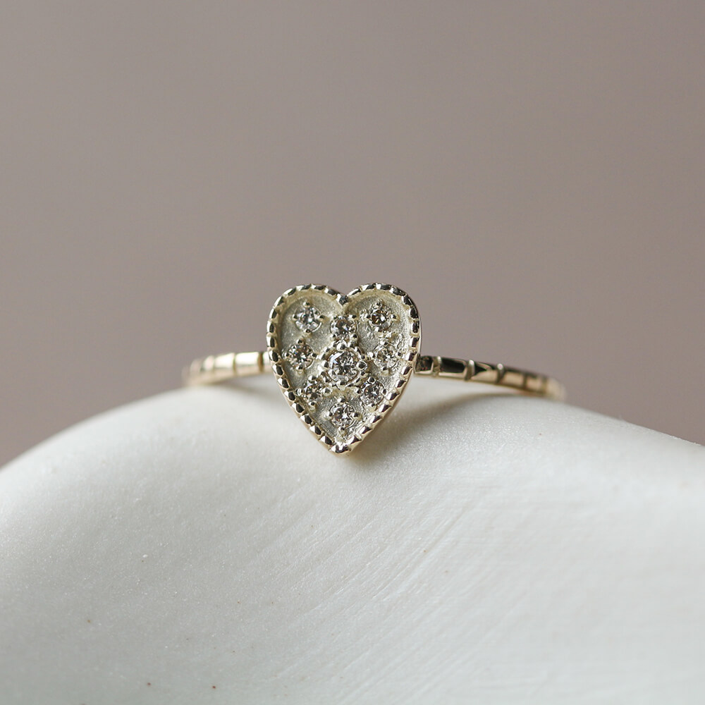 ダイヤモンド ハート リング | K10YG