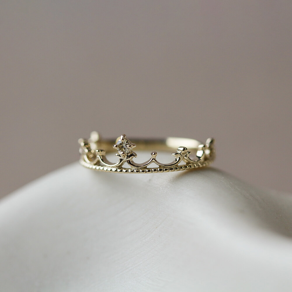 ダイヤモンド クラウン リング | K10YG