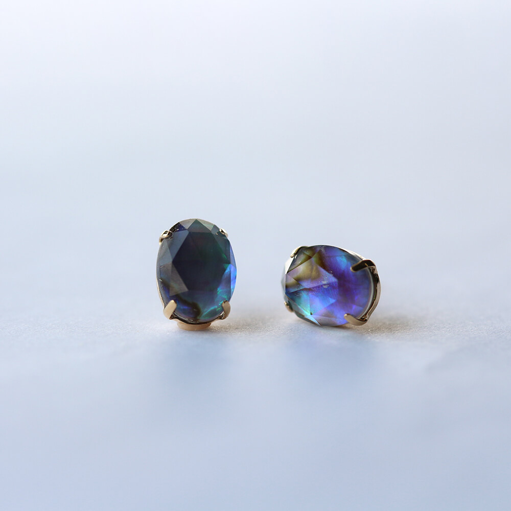 クリスタル / 黒蝶貝 ピアス | K10YG