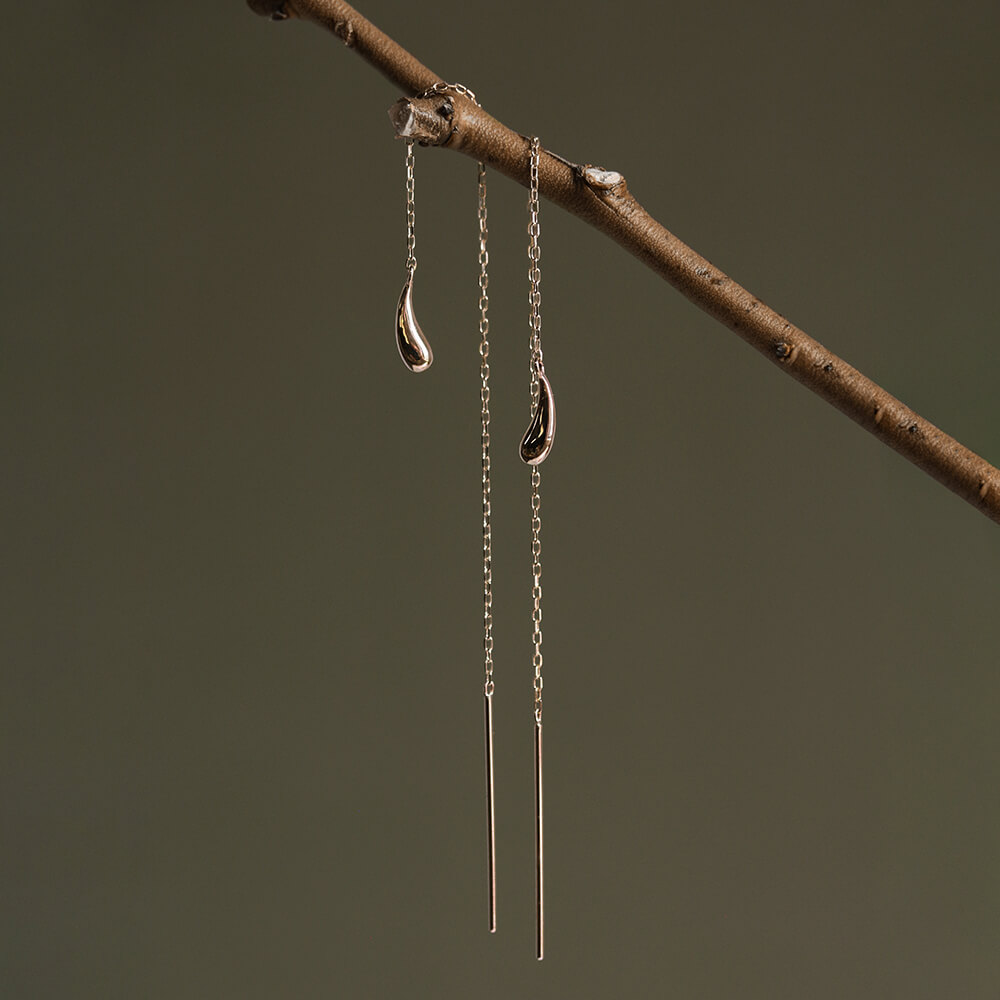 ゴールド モチーフ ロング ピアス | K10YG