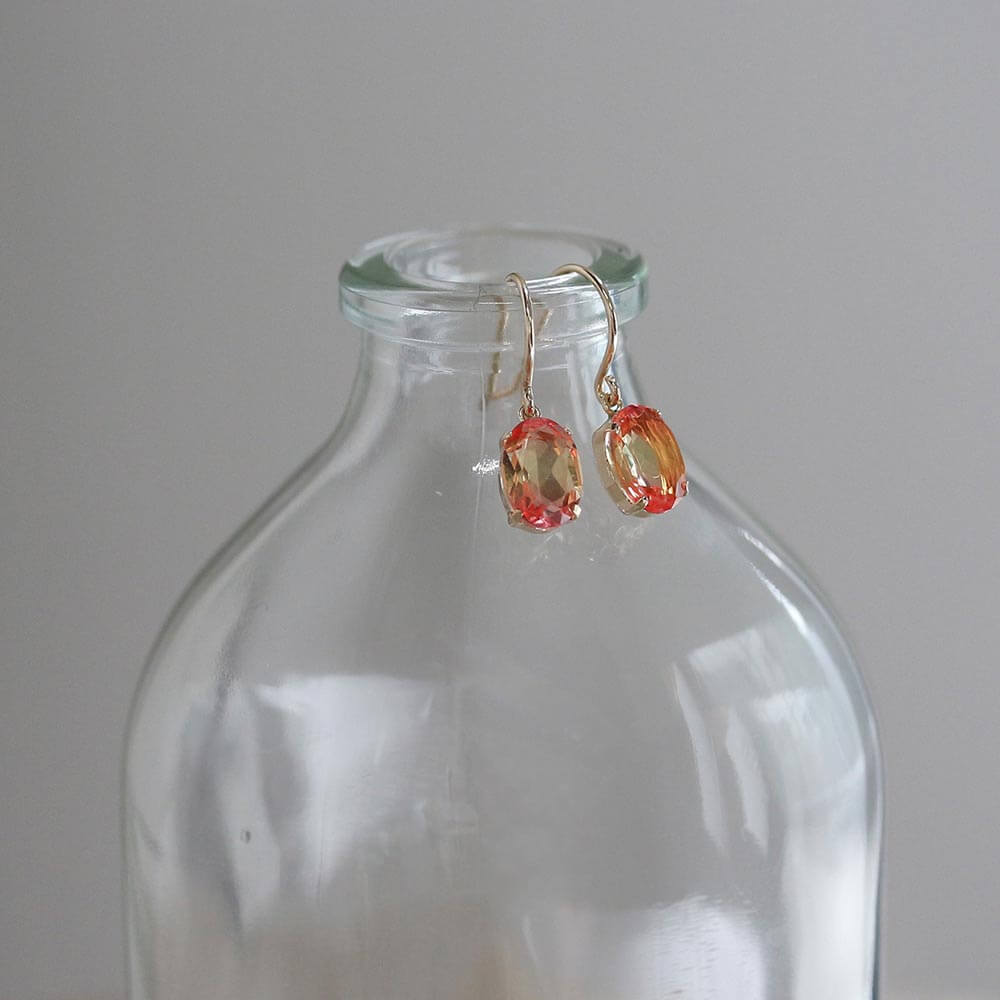 グラデーションクリスタル フック ピアス | K10YG