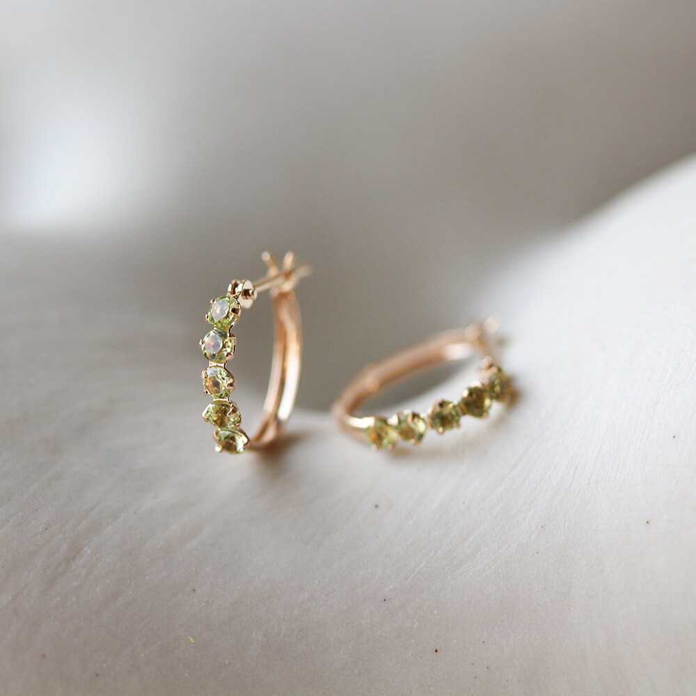 ペリドット スナップ フープ ピアス  | K10YG