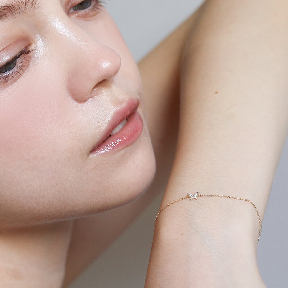 ダイヤモンド バタフライ ブレスレット | K10YG