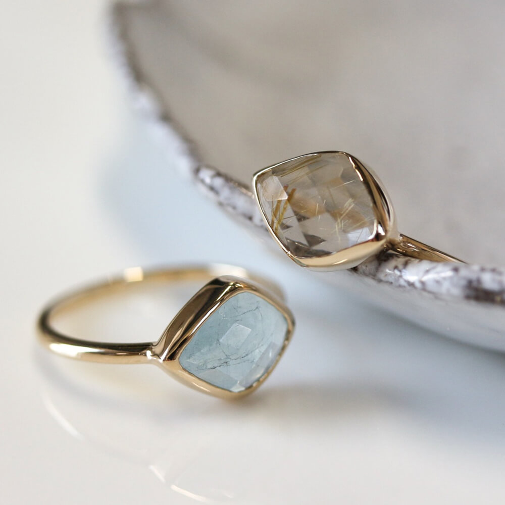 ミルキーアクアマリン リング | K10YG
