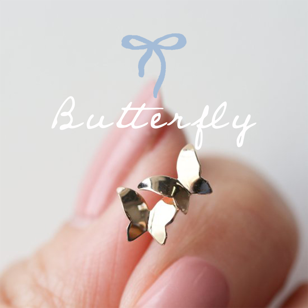 ゴールド バタフライ ピアス | K10YG 〈ミラー / ノイズ〉