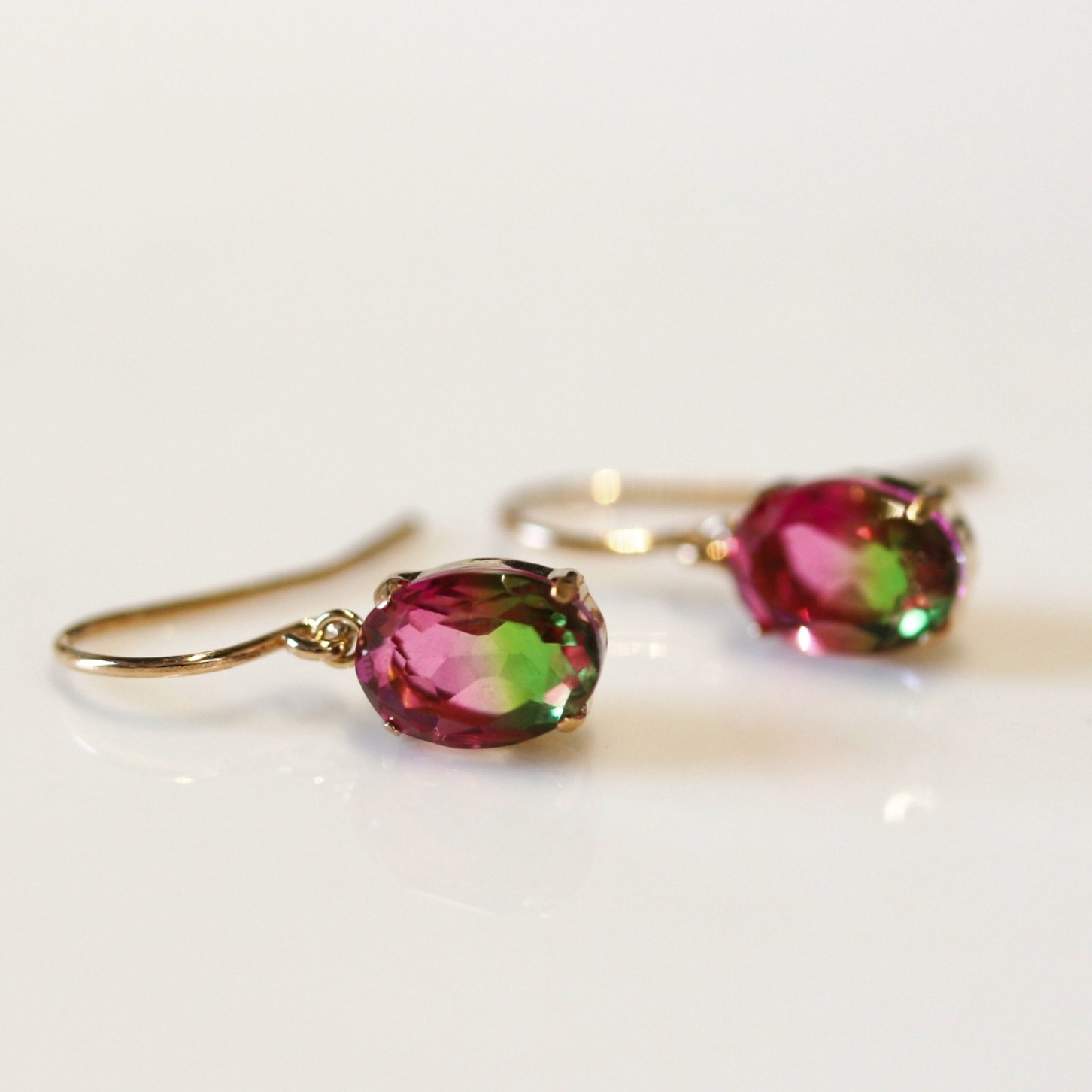 グラデーションクリスタル フック ピアス | K10YG