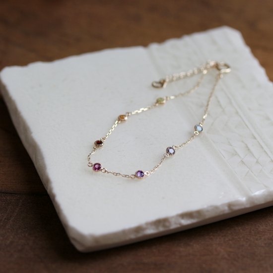 マルチカラーストーン ブレスレット | K10YG