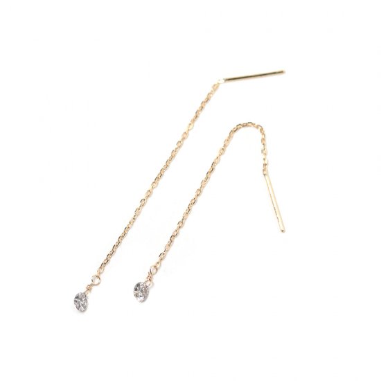 シャンパンダイヤモンド 0.2ct ロング ピアス | K18 〈ヌーディー〉