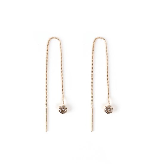 シャンパン ダイヤモンド ロングピアス  | K10YG