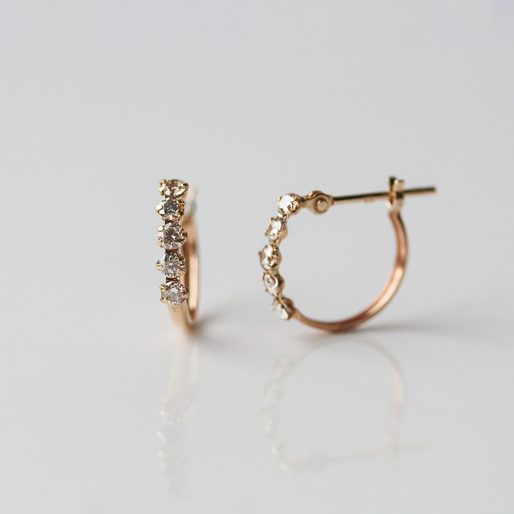 シャンパンダイヤモンド スナップ フープ ピアス  | K10YG