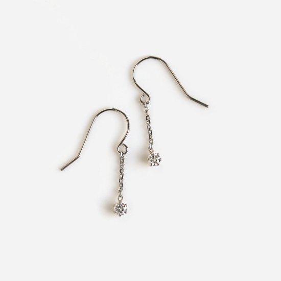 一石 ダイヤモンド 0.1ct フック ピアス | Pt850