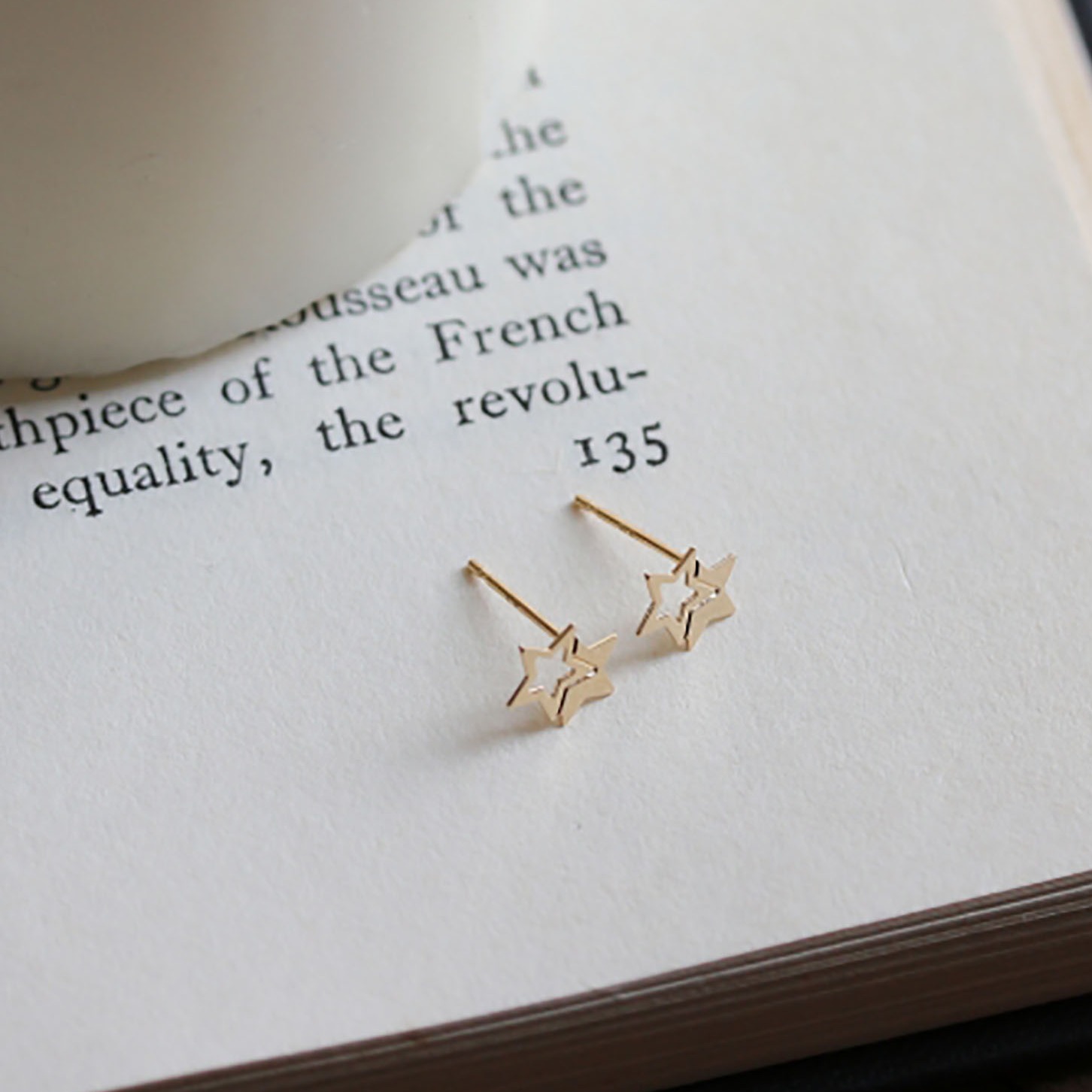 ゴールド ツインスター ピアス | K18