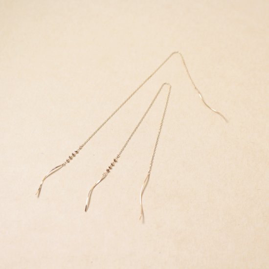 ゴールド ウェーブ ロング ピアス  | K10YG