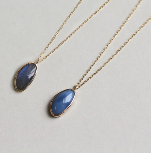 カラーストーン ネックレス | K10YG 〈ブルーオパール / ラブラドライト〉