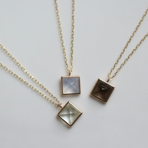 カラーストーン スクエア ネックレス | K10YG