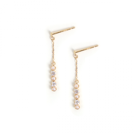 パール / キュービックジルコニア ピアス | K18